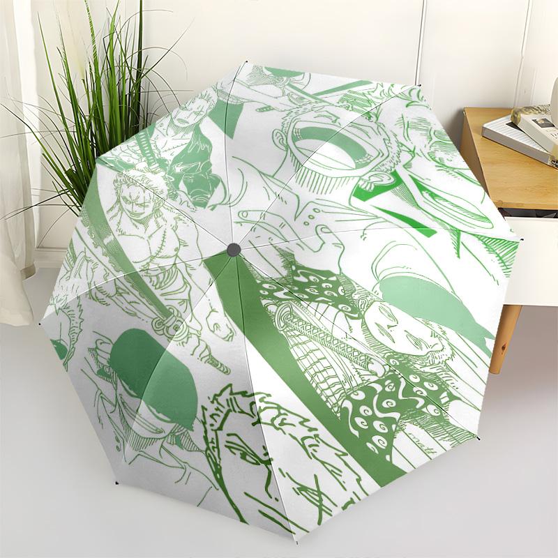 1 Stück Automatischer Faltregenschirm - Roronoa Zoro Muster Tragbares faltbares Design mit 8 Speichen Weihnachts-Geburtstagsgeschenke