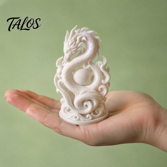 3D Printed Dragon Ornament Chinese Statue, Compact Figurine, Fine Detail Small Statue 8cm Carving Design, Creative for Office Desk Decor Unique