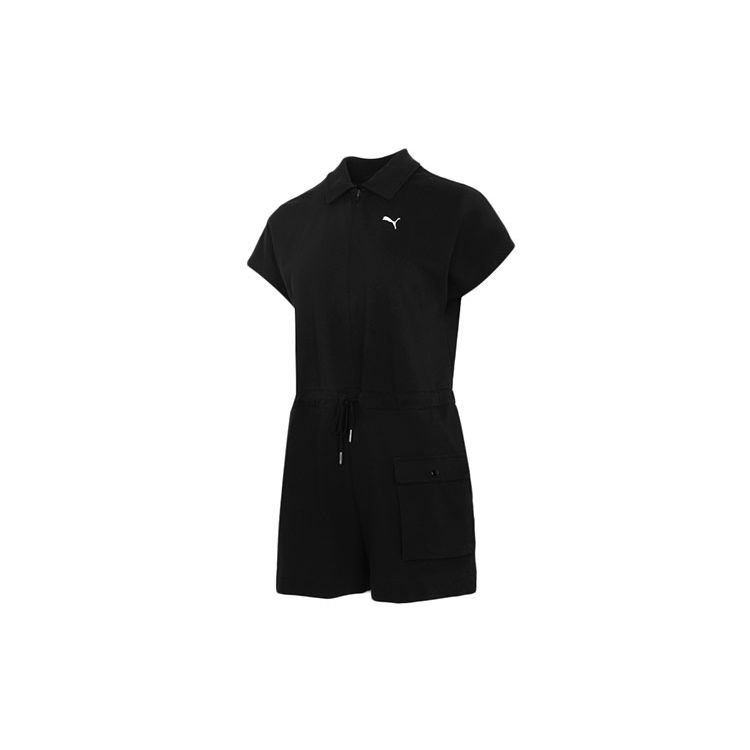 PUMA Women s Short Sleeve Collared Romper Black 532849-01 S