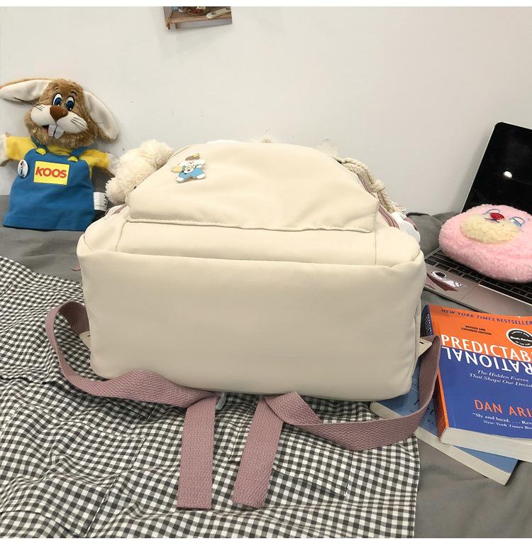 Korean Style Harajuku Backpack for Girls - Large Capacity, Solid Color, Perfect for High School & Junior Students.