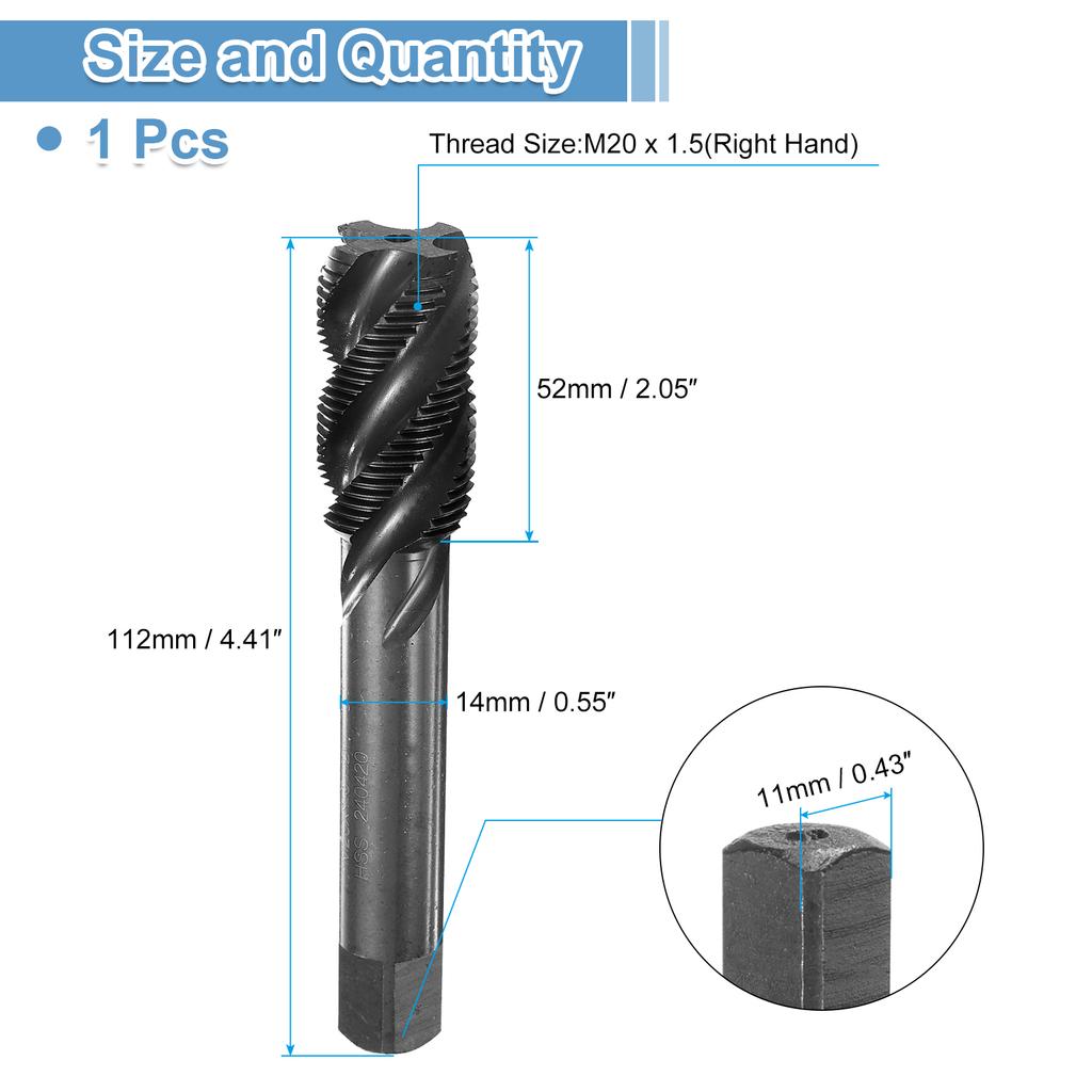 Spiral Flute Thread Tap Metric Machine Taps M7 M8 M10 M12 M14 M16 M18 M20 M22 HSS6542 Nitrided Coated