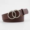 Silver Gold Double Ring Belts for Jeans Women Girls Fashion Waist Belt PU Metal Buckle Belt Leisure Dress Jeans Wild Waistband