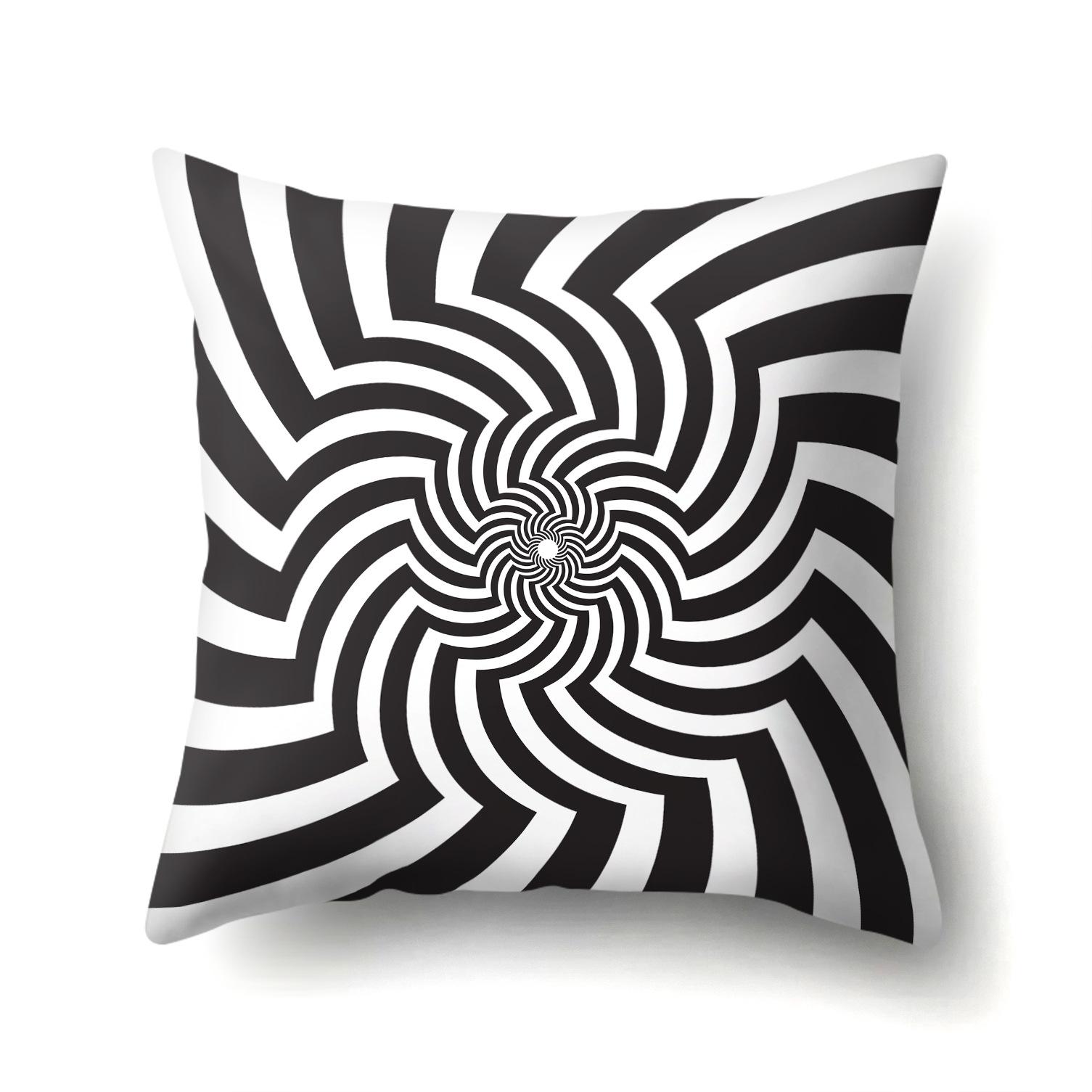 

New European and American Products Geometric Abstract Twisted Black and White Pillowcases, Fashionable Home Cushion Covers, Don’t Be Dizzy 45 * 45 without pillow core