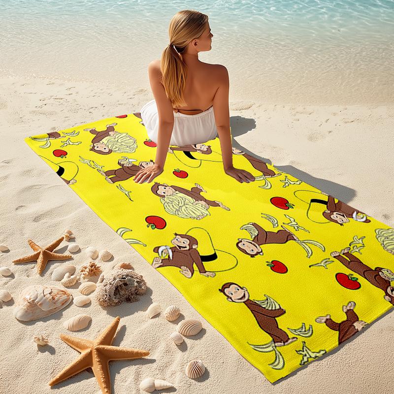 1pc Curious George (6) Beach Towel, Comfortable and Thick, and Swimming/Bath/Picnic/Camping Towel, Suitable for Seaside Beaches
