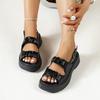 2026 Summer Open Toe Breathable Flat Bottom Comfortable Casual Women's Shoes Solid Color Buckle Fashion New Sandals