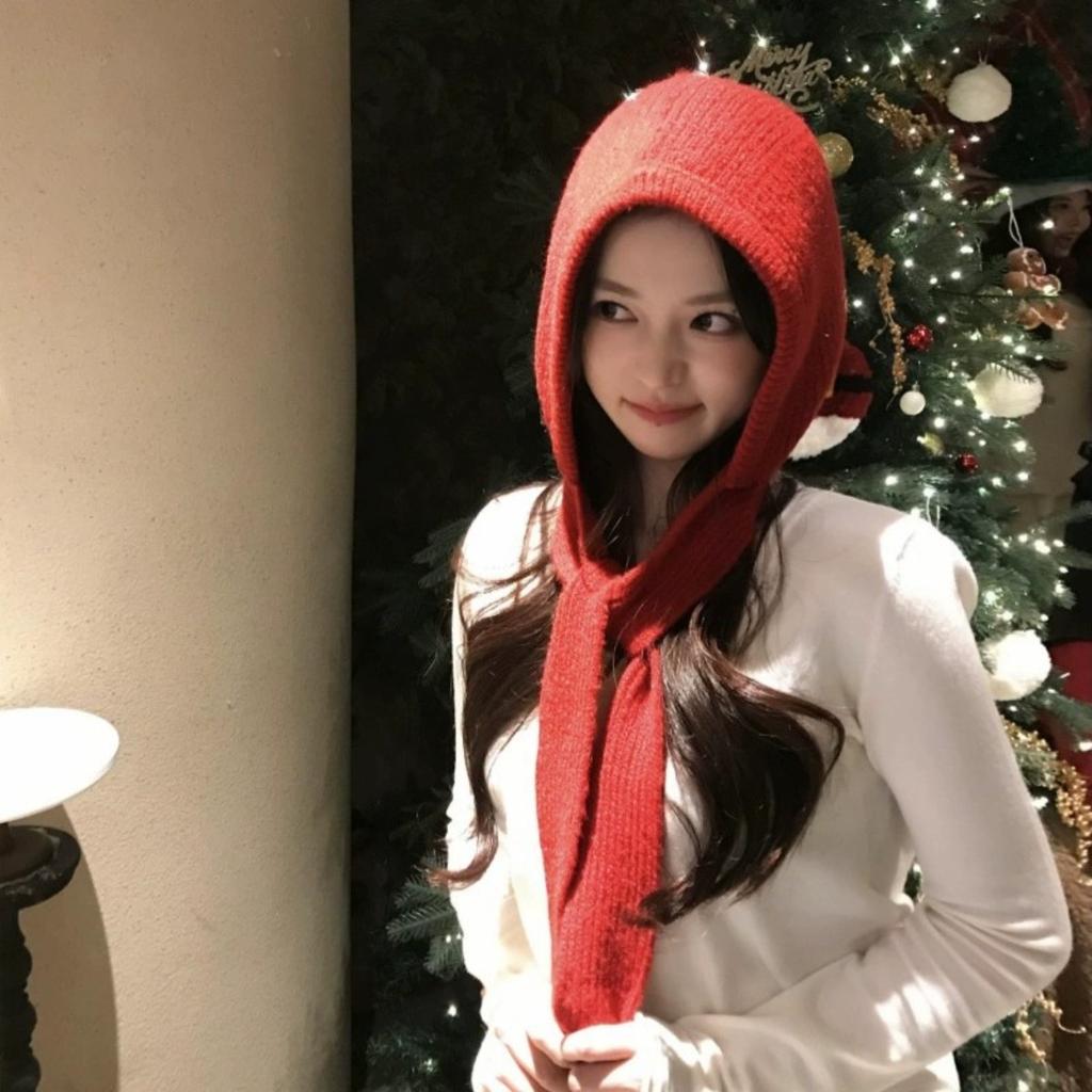 Knitted Little Red Riding Hood Warm Thickened Hat, One Piece Cold Resistant Knitted Hat, Women's Balaklaf Hat