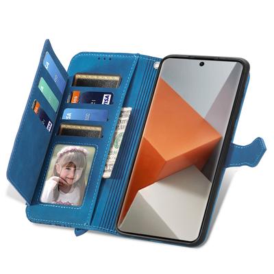 Pro Xiaomi Redmi Note 13 Pro+ 5G Pouzdro peněženka na zip s popruhem Vzor květin PU kůže Kryt na telefon