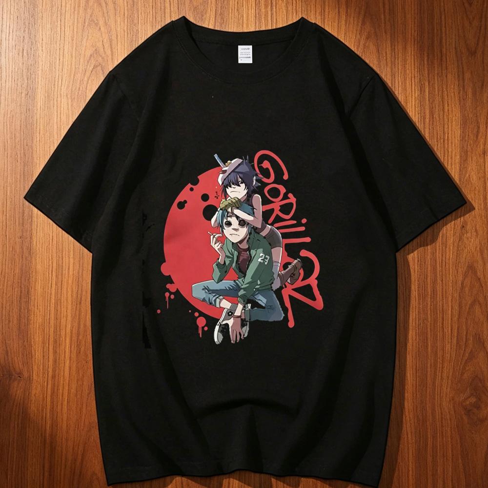 Gorillaz cotton tshirt teen Graphic korean clothes harajuku Gothic top tees Graphic Yk graphic Digital korean clothes Punk