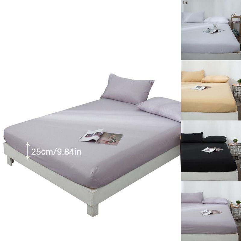 Deep 1525cm Fitted Sheet Pillow Case Bed Sheets Single Double King Color Solid