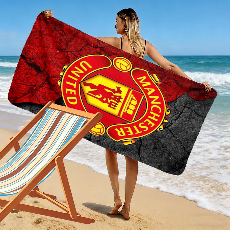 Asciugamano da Spiaggia con Stampa Manchester United, Asciugamano Grande Morbido ad Asciugatura Rapida per Spiaggia Campeggio Nuoto