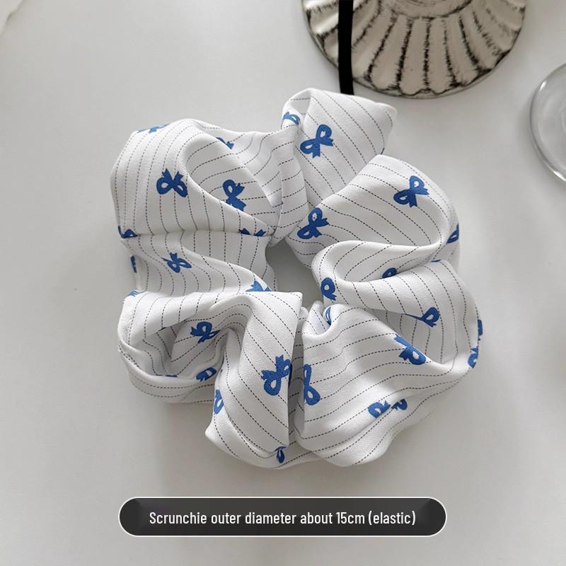 Women's High Elasticity Striped Bow Scrunchie - Durable and Versatile Hair Accessory.