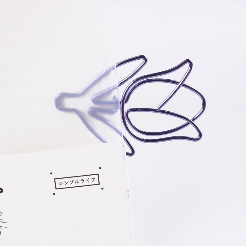 12 sztuk/pudło fioletowy spinacz do papieru zakładka w kształcie tulipana artykuły papiernicze do albumu pamiętnika DIY Office Student Mar