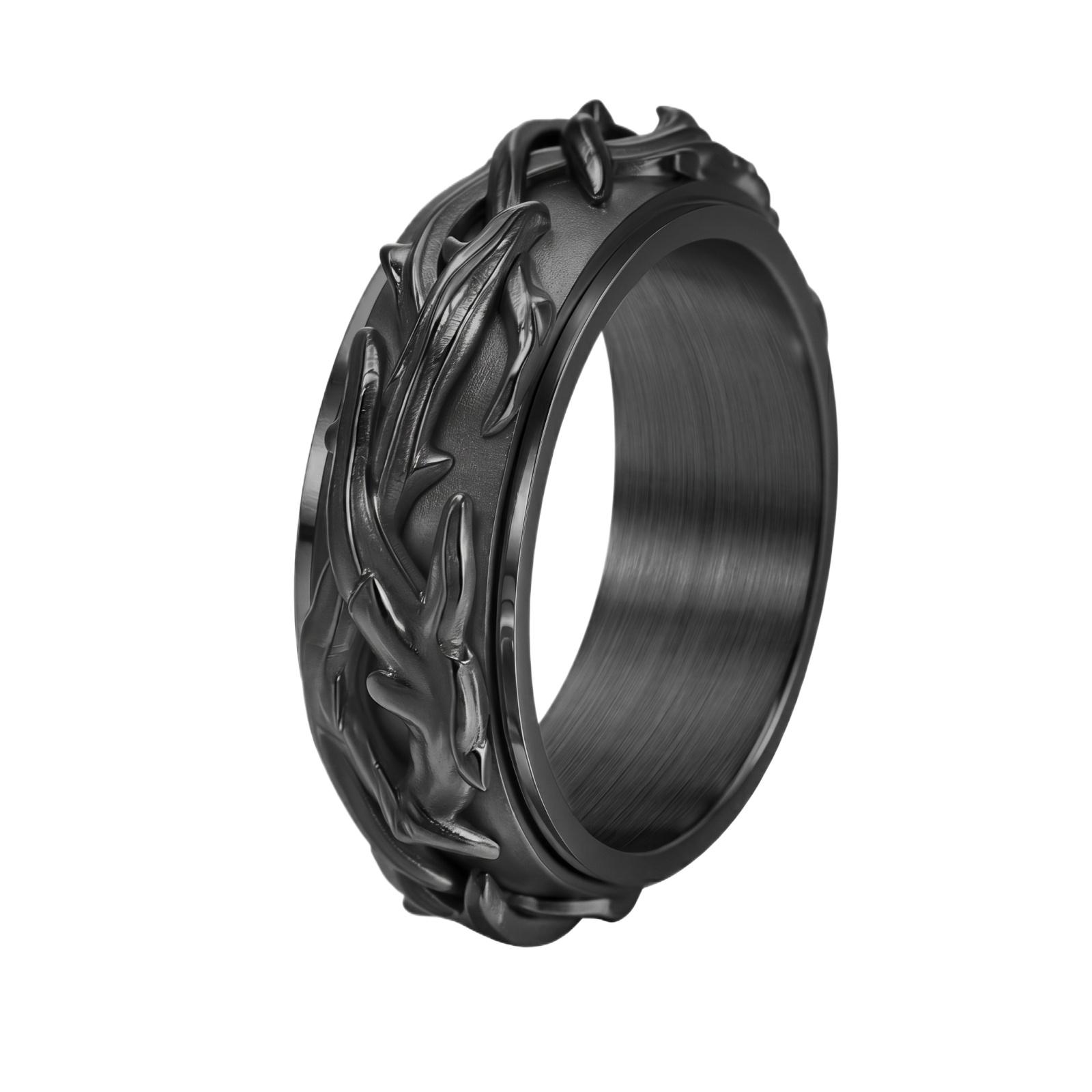 

Vintage Thorn Vine Men Finger Ring Fashion Stainless Steel Jewelry One Size чёрный