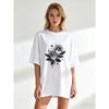 Oversized T Shirt Black Rose And Heart Print Casual Wear For Women Summer Outfit Streetwear Fashion Top