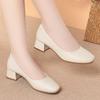 Stewardess Leather Shoes Soft Sole Round Toe Thick Heel Work Shoes For Women Black Hotel Formal Interview Single Shoes For Women