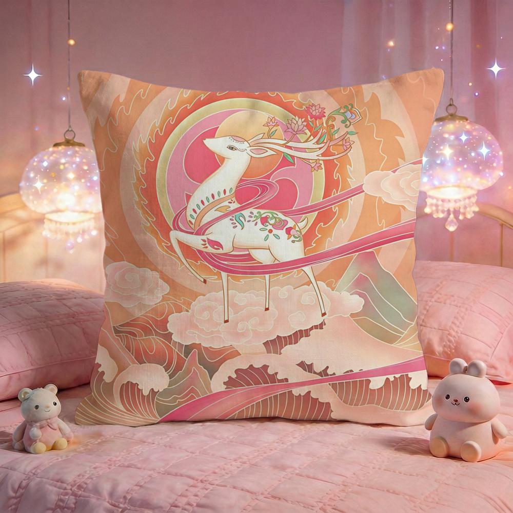 Fantasy NineColored Deer Cushion Cover Premium Comfort Reversible Pillow Cove Two in One Design for Any Room  Car Interior