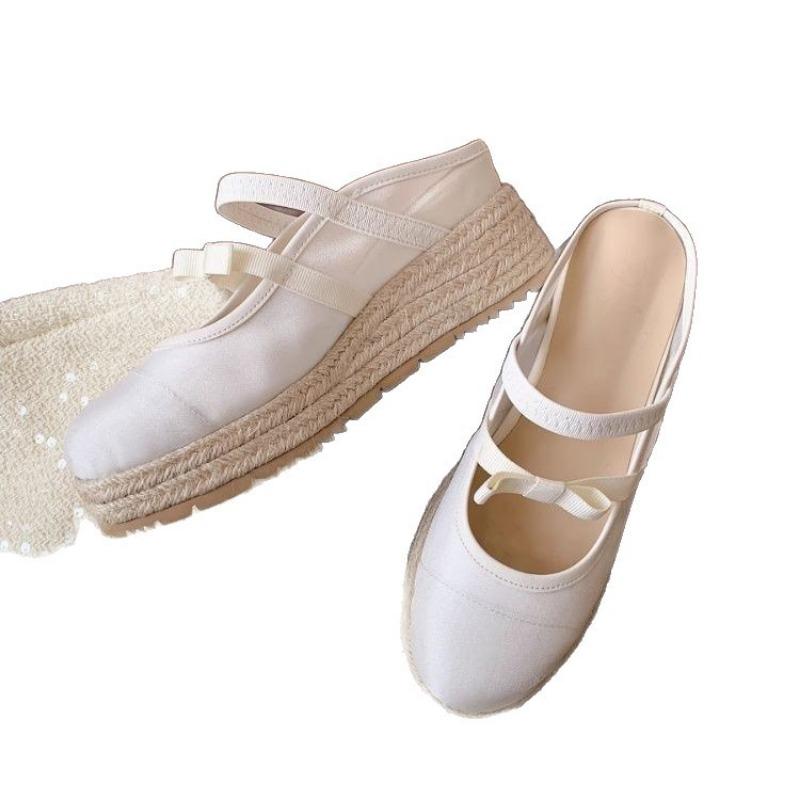 Summer wear versatile bag head drag small wedge sandals women's casual half drag mesh thick-soled cool slippers