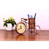Pen Stand for Office Table Iron Antique Cycle Shaped Vintage Pen Holder with Clock Stylish Pencil Holder for Office and Home Decoration