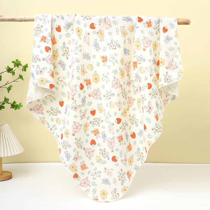 Double-Layer Crinkle Muslin Swaddle Blanket - Soft, Breathable, Skin-Friendly, Comfortable Newborn Towel