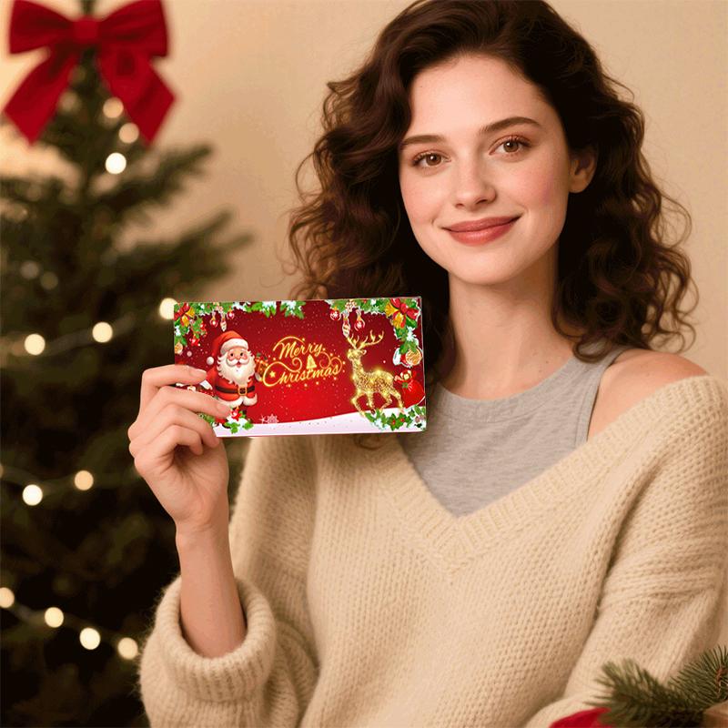 Christmas Cash Gift Envelope, 10 Slots Christmass Money Envelopes For Cash Clip, Festive Money Gift Cards Envelopes Holders