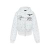 American Retro Star Print Hoodie Loose Fit Cropped Zip Up Streetwear Teens