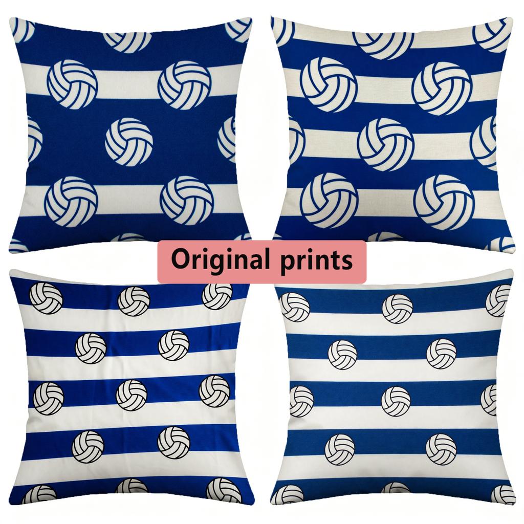 Volleyball Sporty Blue Stripe Throw Pillow Covers Pattern Cushion Cover Suitable For Sofa Bedroom Car Pillow Cover