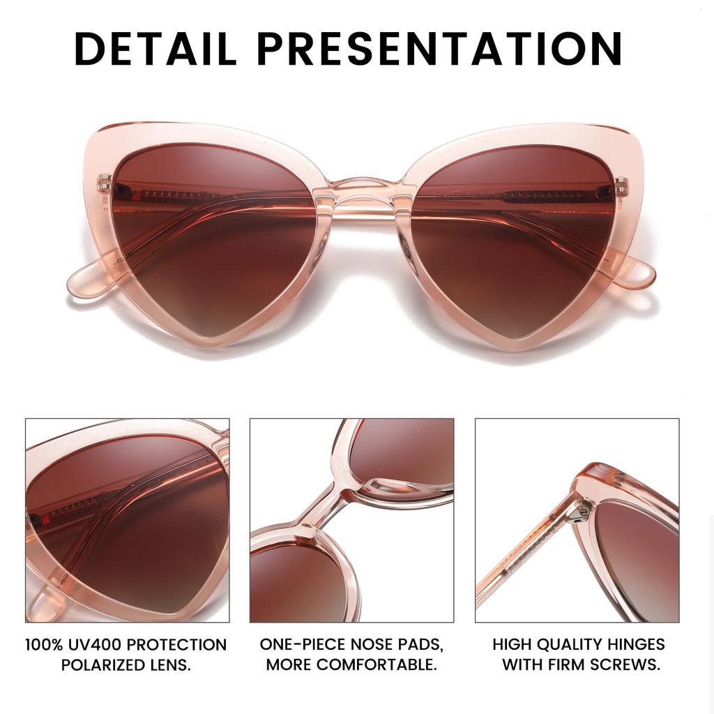 DUCO Polarized UV400 Stylish Driving 1206 Women's Sunglasses, Protection, Sunglasses, (Champagne-Brown)