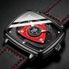 Herren Tonneau Quarz Armbanduhr Lederarmband Wasserdicht Mode Sport Herrenuhr