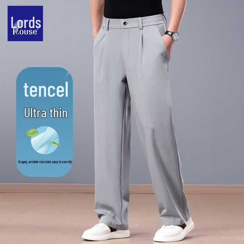 LOZ Premium Relaxed Fit Tencel Cool-Touch Men s Straight-Leg Trousers M