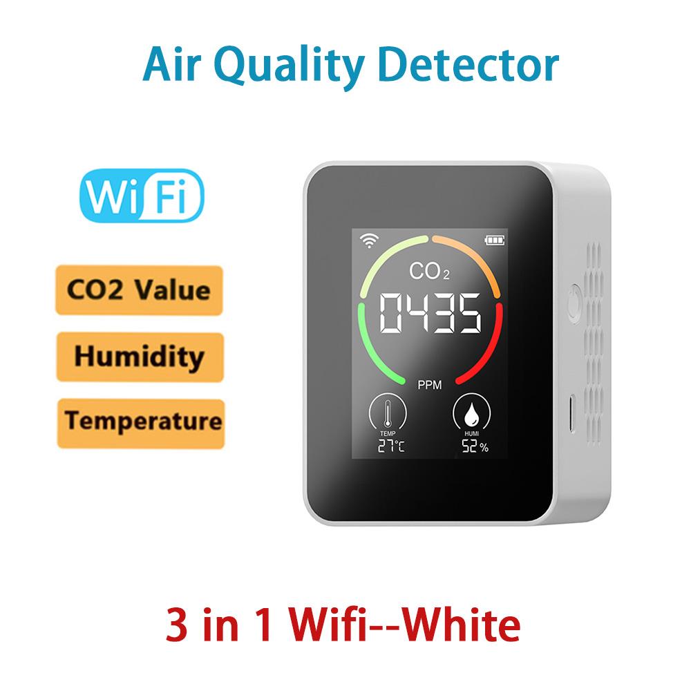 5 in 1 Air Quality Monitor CO2 Meter Carbon Dioxide Detector Formaldehyde TVOC HCHO Temperature Humidity Detection Smart Home