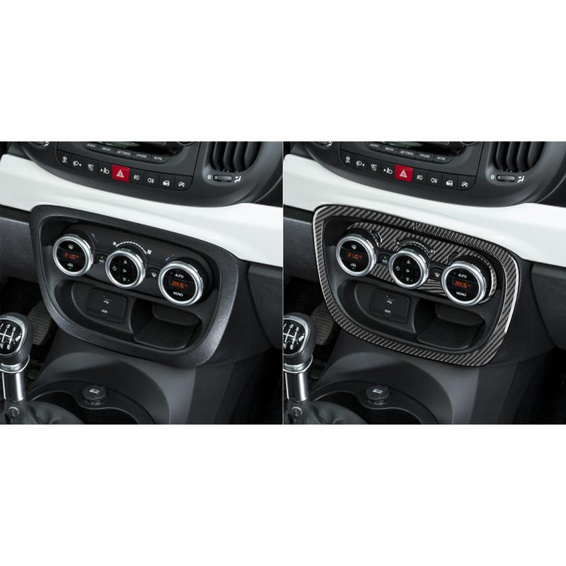 Carbon Fiber Car Accessories Center Console Climate Panel Set Modified Interior Trim Soft Cover Sticker For Fiat 500L 2014-2017
