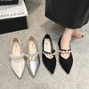 Fashion Shoes on Heels 2025 Fashion New Women's Pointed Toe Elegant Autumn Pearl Decorateion Casual Female Sneakers Shallow Mouth Flats