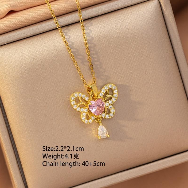 [Titanium Steel] Necklace Women's Copper Micro-inlaid Electroplating Advanced Sense Delicate Clavicle Chain Jewelry