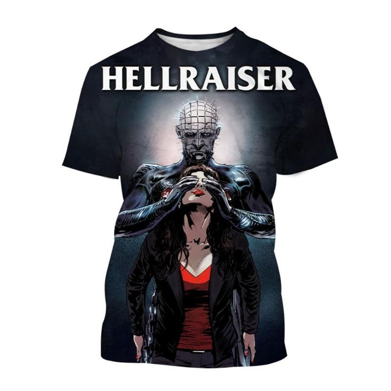 Summer fashion trend creative 3D printing printed horror movie hip-hop casual comfortable printed short sleeved shirt