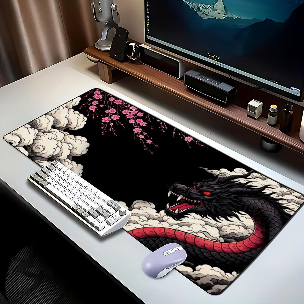 Japanese Dragon Sakura Art XXL Large Gaming Mouse Pad Non-Slip Rubber Desk Mat Keyboard Pad Computer Deskpad Gamer Accessories