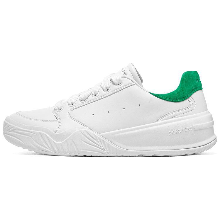 Skechers Synthetic Leather Mesh Slip Resistant Durable Low Top Skate Shoes Women sneakers White Green 185020-WGR 36