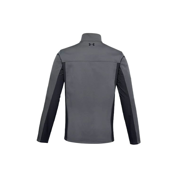 Under Armour ColdGear Infrared Logo Print Stand Collar Jacket Men Gray 1321438-012