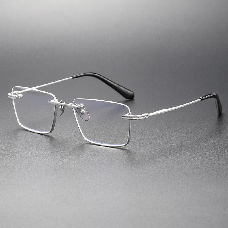 Brand Reproduction Special Trendy Inverted Frame Design Pure Titanium Half-Rim Square Glasses Business Ultralight Big Half Frame