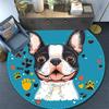 Okrągły dywanik z buldogiem francuskim, Dywanik do salonu, sypialni, przy sofie, pokoju zabaw, Mata podłogowa antypoślizgowa