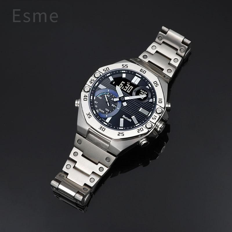 For Casio EFB-680/ECB-10YD Watchband Steel Bracelet Convex Interface Stainless Steel Watch Strap Men's Watch Accessories 14x26mm