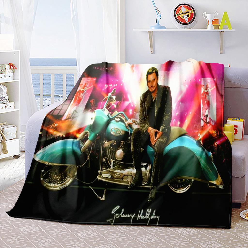 French legendary rock singer and actor Johnny Hallyday blanket soft home furnishing nap decoration four seasons warm Sherpa blanket U17