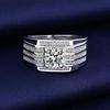 925 Sterling Silver Rings for Men Shining Crystal Adjustable Size Fashion Gifts Engagement Wedding High Quality Jewelry