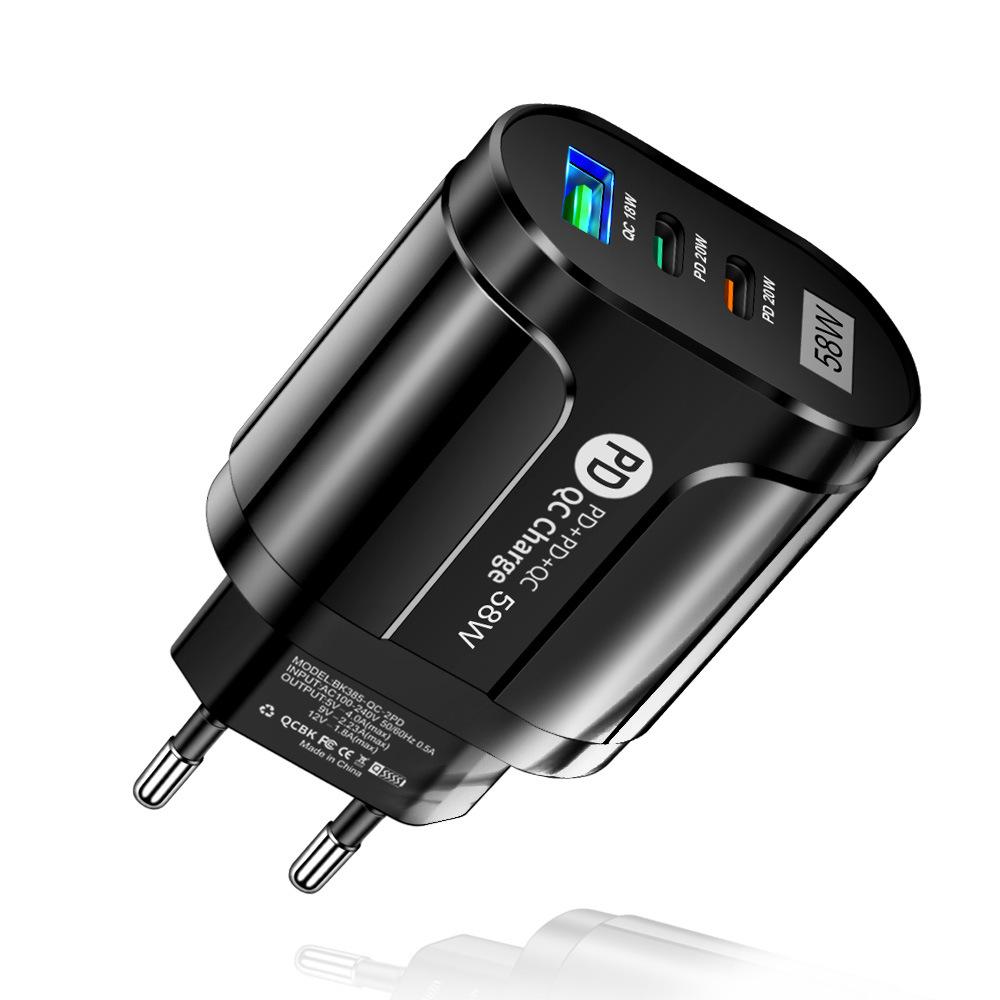 58W Multi-Plug Fast Charger with Dual USB & Type-C PD Ports