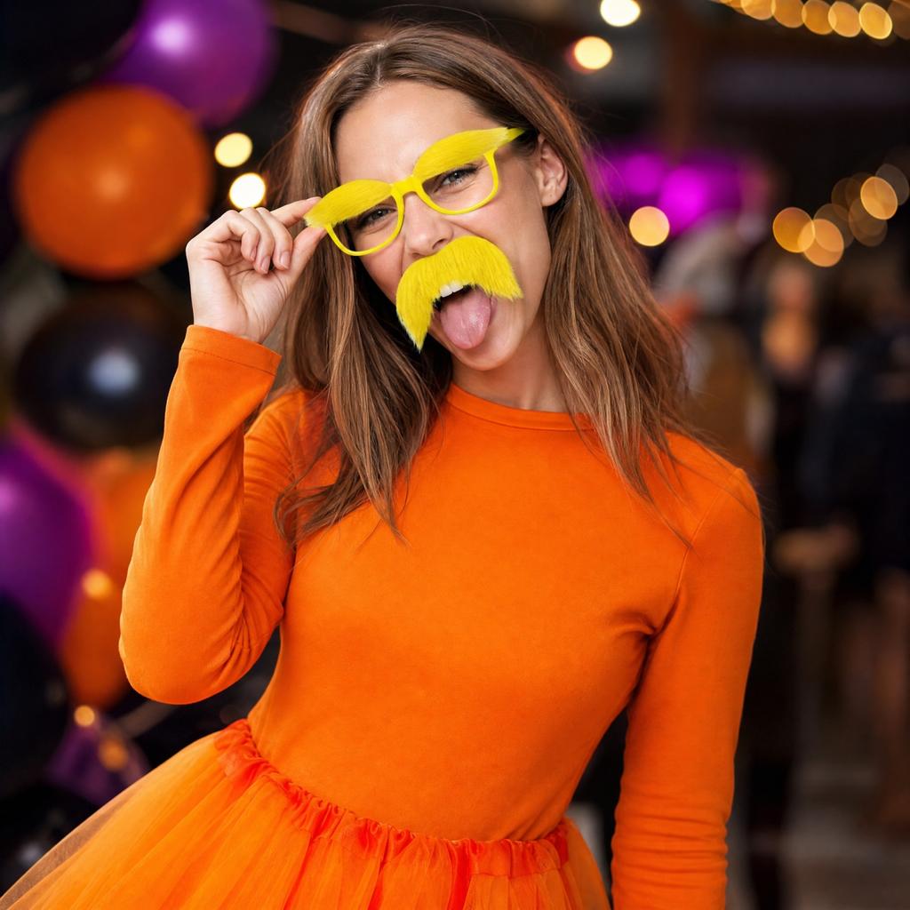 Halloween Costume Set Orange Knit Funny Cosplay Outfit for Adults