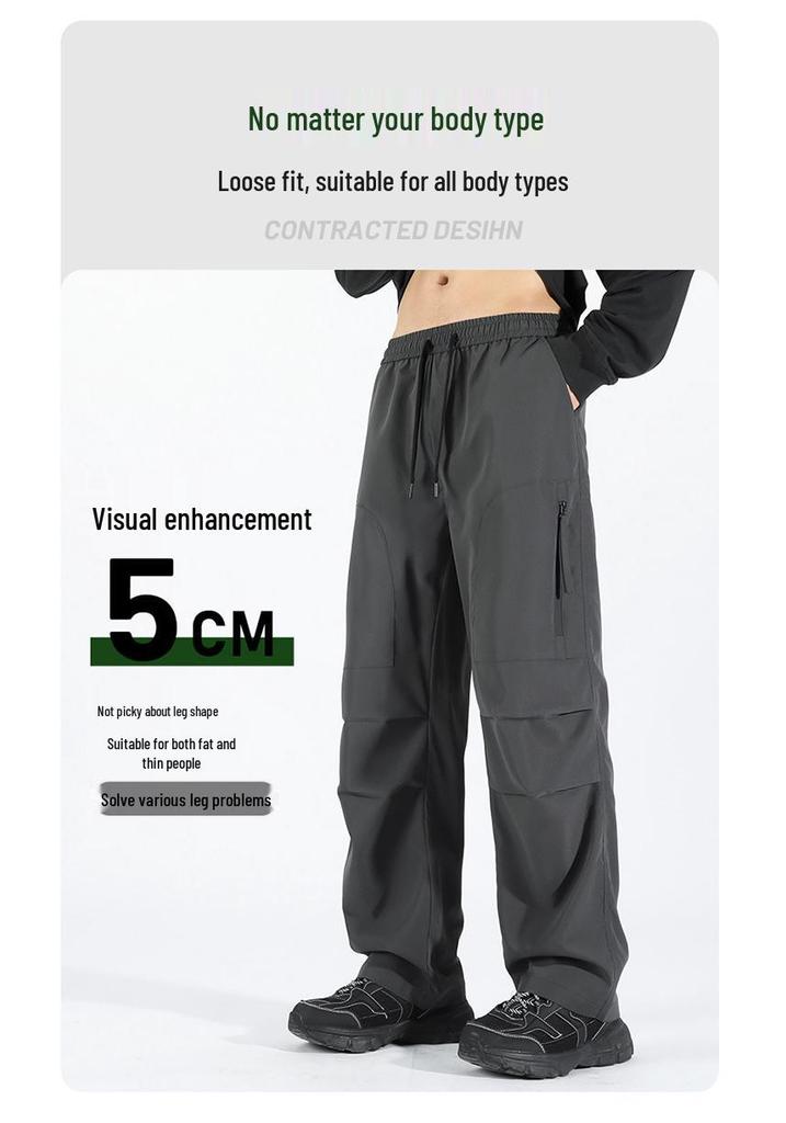 2024 Men's Trendy High Street Cargo Pants: Spring/Autumn, Handsome Loose Fit, Waterproof for Outdoor and Mountaineering