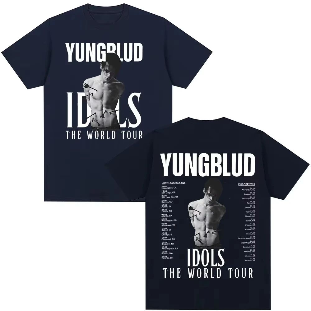 Y2K Harajuku Tee Yungblud IDOLS The World Tour 2025 T Shirt Hip Hop T-shirts Casual Cotton Oversized T Shirt Streetwear Unisex