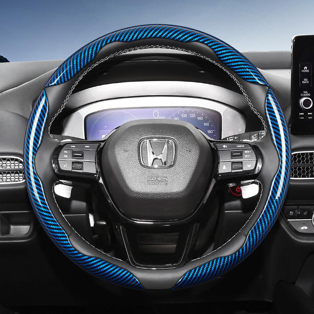 Suitable for Honda Carbon Fiber Texture Steering Wheel Cover with Segmented Quick-Release Design, Durable, for Cr-V Civic Hr-V Zr-V Vezel City Amaze