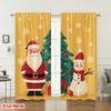 Flat Printing Christmas Hot Curtains Santa Snowman Tree Digital Printed Polyester Drapes Party Holiday Decor Set Of 2 Made
