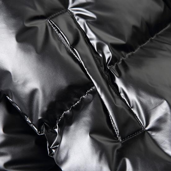 Winter Men Jacket Bright Surface Solid Color Hooded Cotton Padded Windproof Hoodie Streetwear