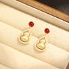 Chinese retro versatile gold gourd earrings light luxury diamond 925 silver needle women's stud earrings earrings and earrings are versatile